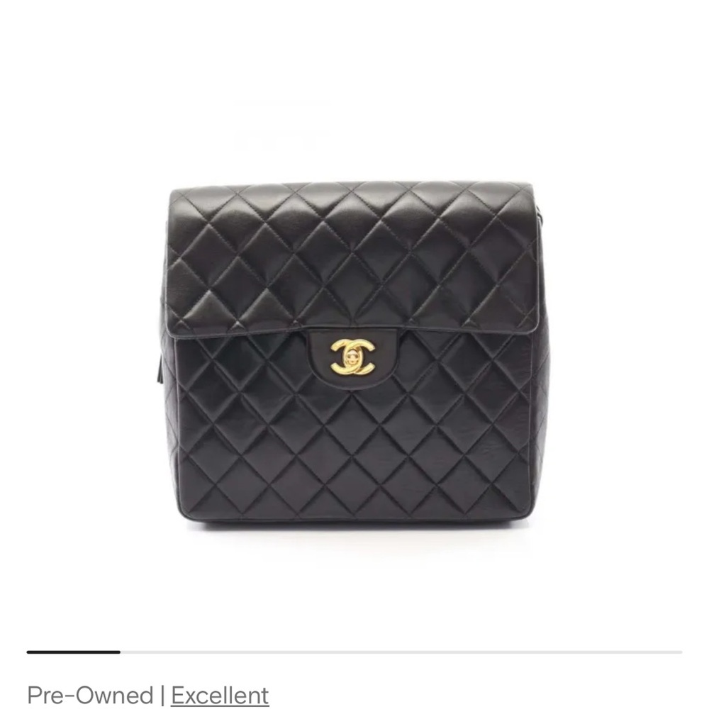 Chanel Black Quilted Backpack with Gold Accents